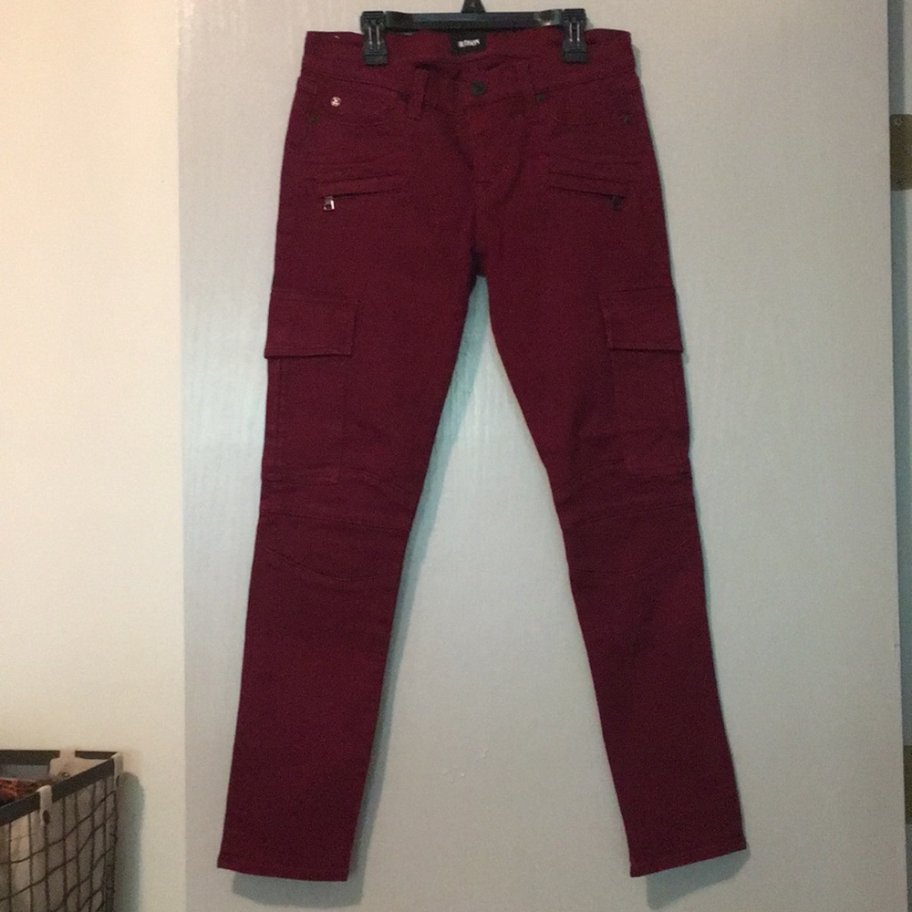 Hudson Maroon Skinny Cargo Jeans